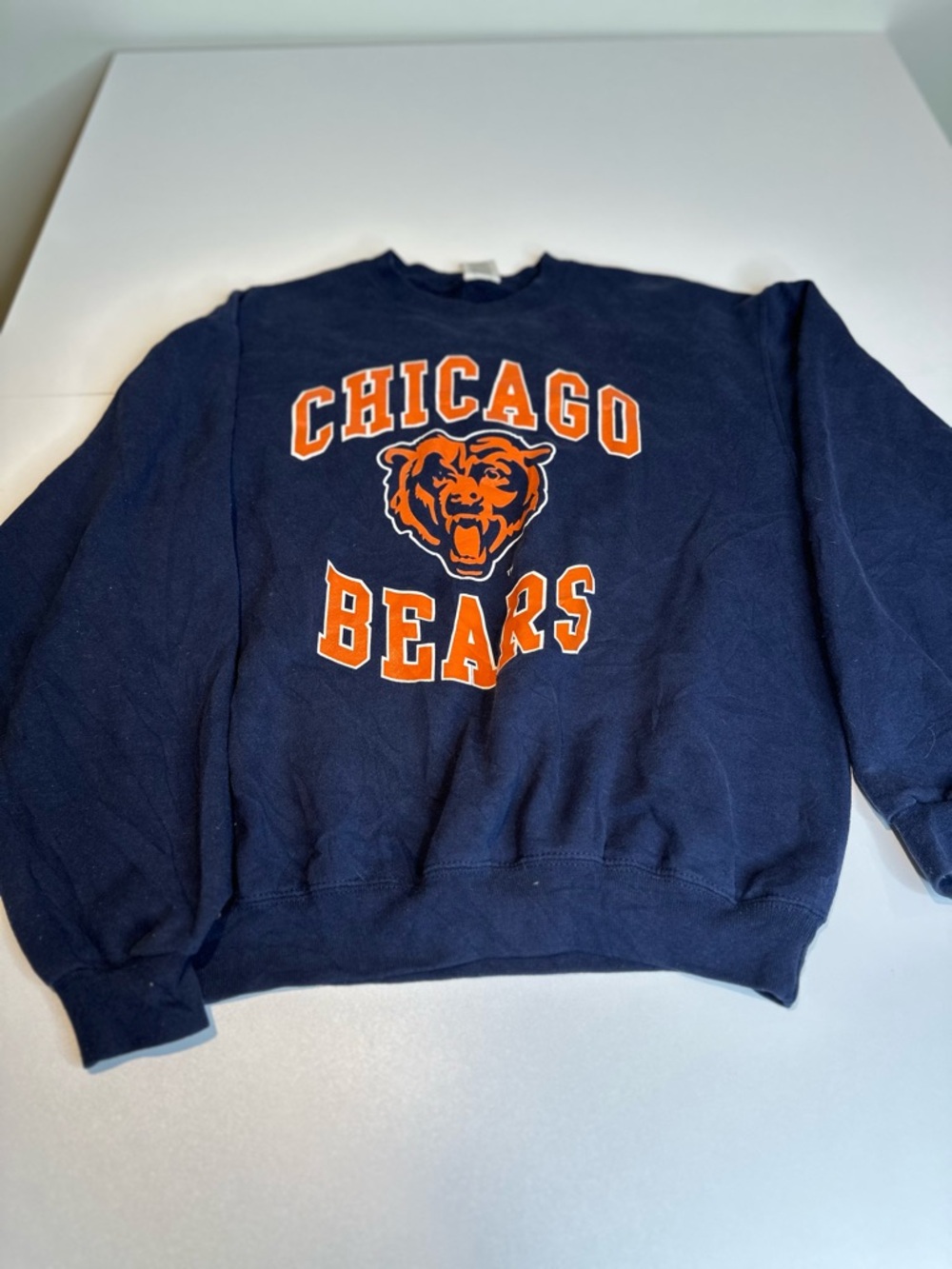 Jerzees Chicago Bears Navy and Orange Crewneck Sweatshirt